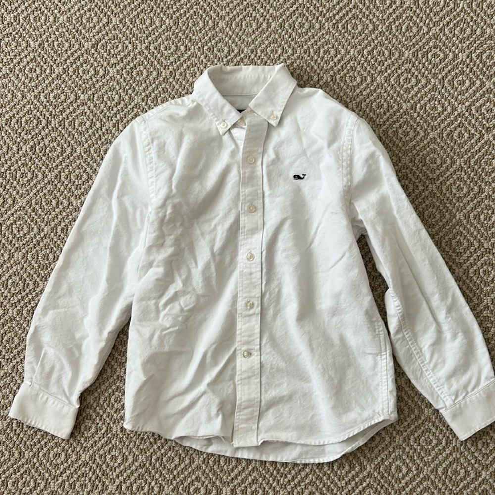 Vineyard Vines Kids White Button-Down Shirt (Size 7)